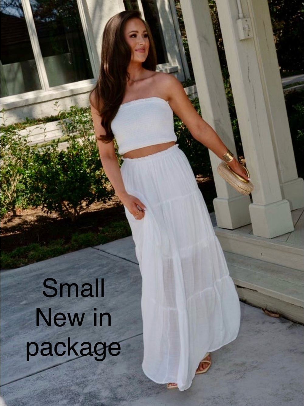 Strapless White 2 piece set from these three boutique - Elegant Summer Look